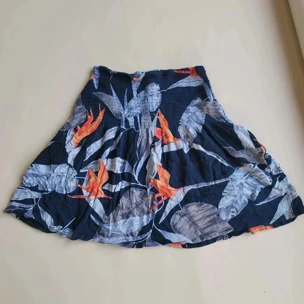 Patrons of Peace Navy and Orange Leaf Mini Skirt